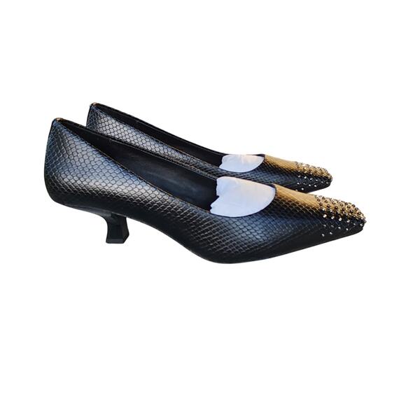 Donald Pliner CRISTINE Studded Snakeskin Kitten Heel Pumps 10 - Picture 5 of 12